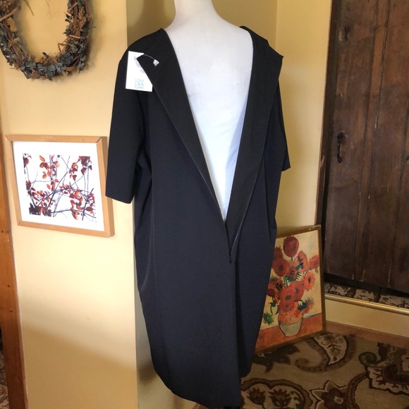 REPREVE sz 24W Little Black Dress White Pleat Sleeve ECORecycle FastDry $180 NEW - Picture 4 of 17
